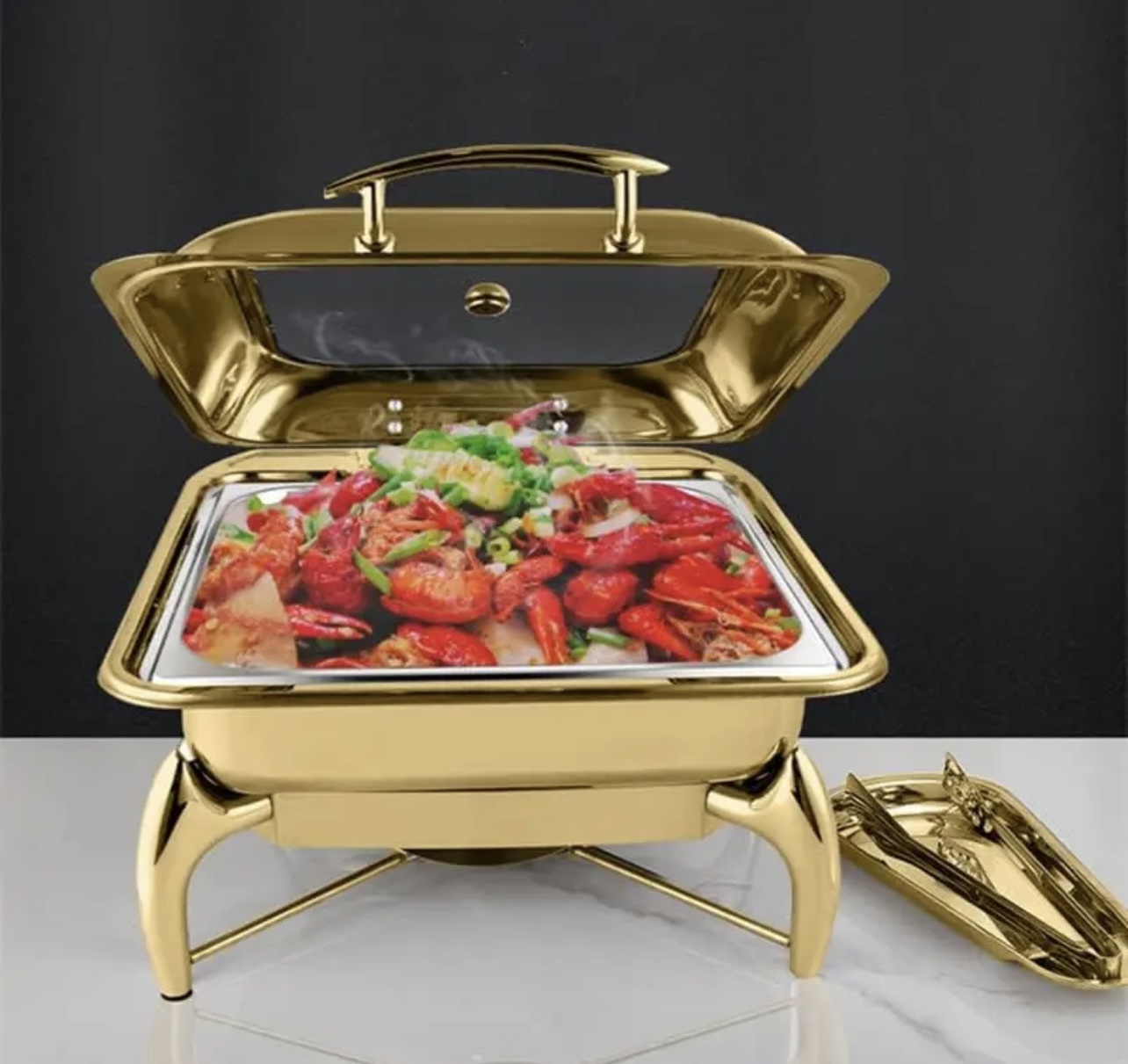 Square Luxury Hydraulic Chafing Dish - Image 2