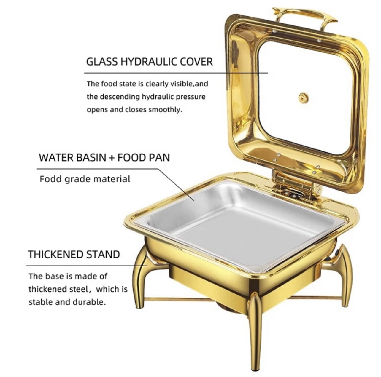 Square Luxury Hydraulic Chafing Dish - Image 6