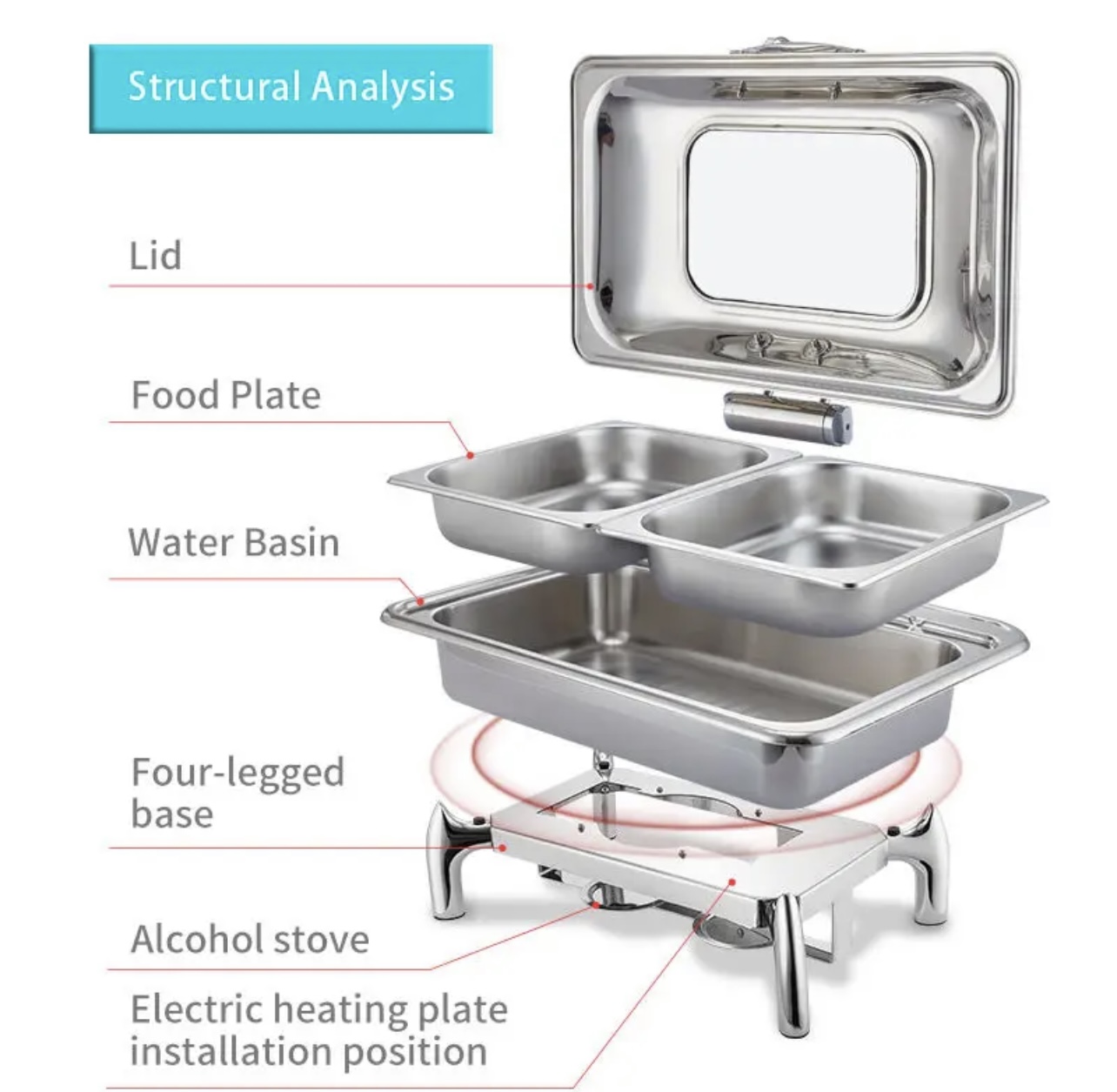 Rectangle Luxury Hydraulic Chafing Dish - Image 4