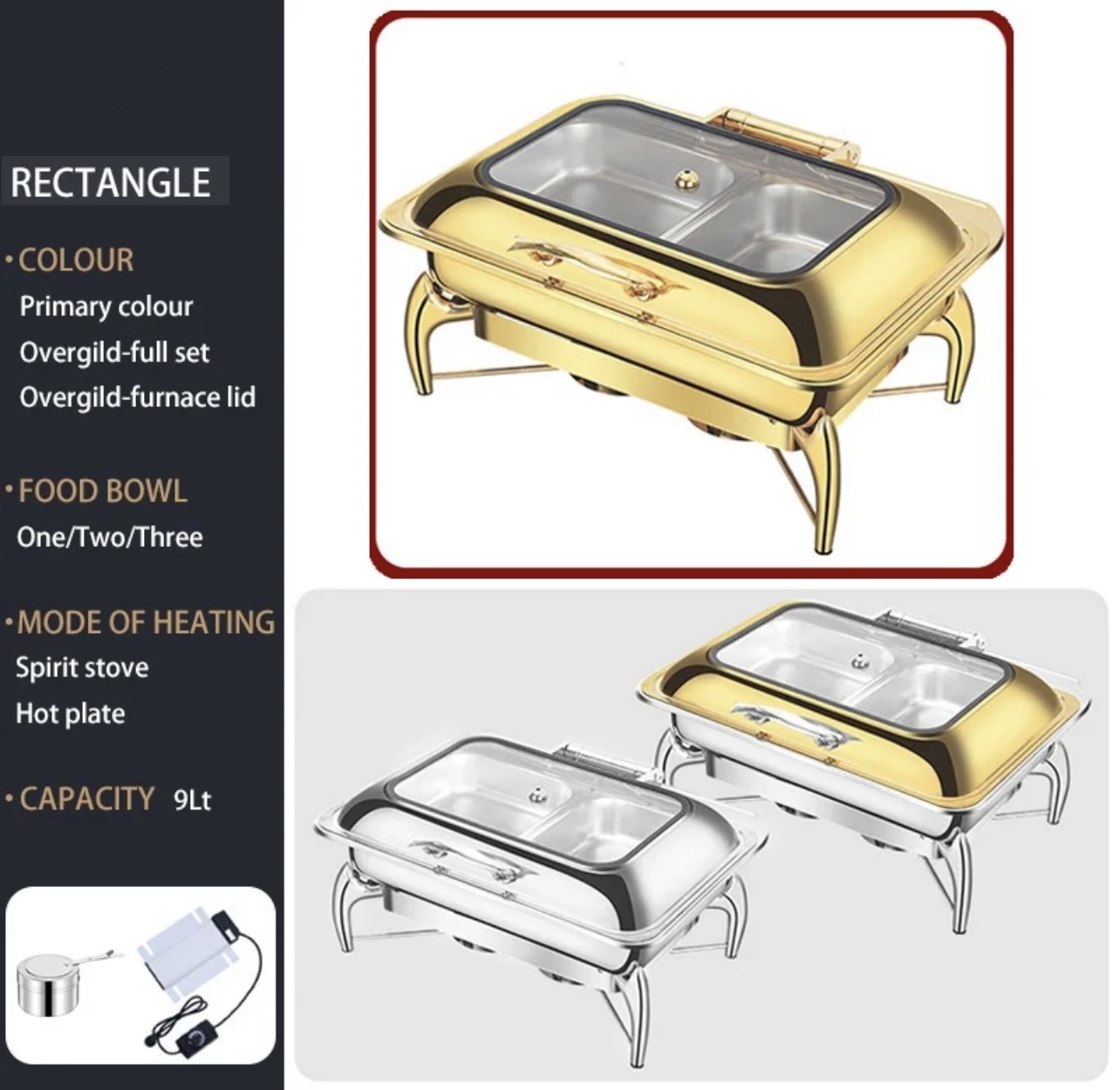 Rectangle Luxury Hydraulic Chafing Dish - Image 7