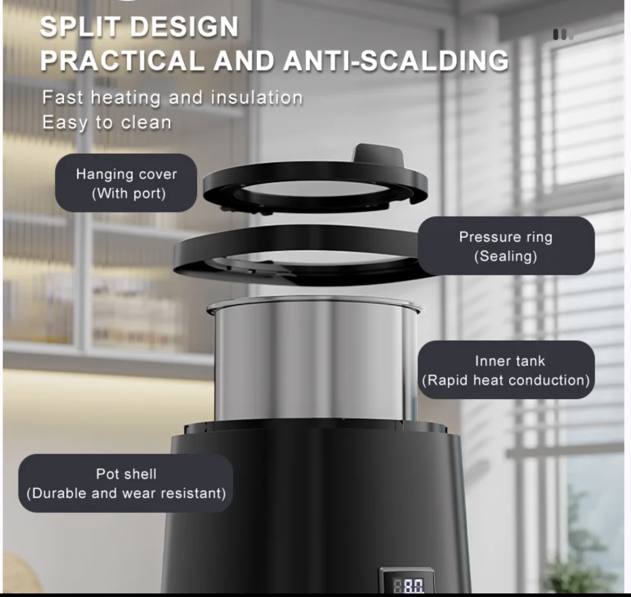 Electric Stainless Steel Hot Soup Dispenser Warmer with Touch Control Panel - Image 2