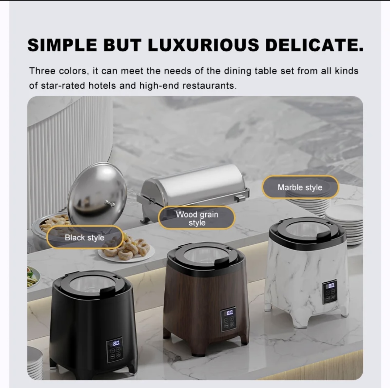 Electric Stainless Steel Hot Soup Dispenser Warmer with Touch Control Panel - Image 4