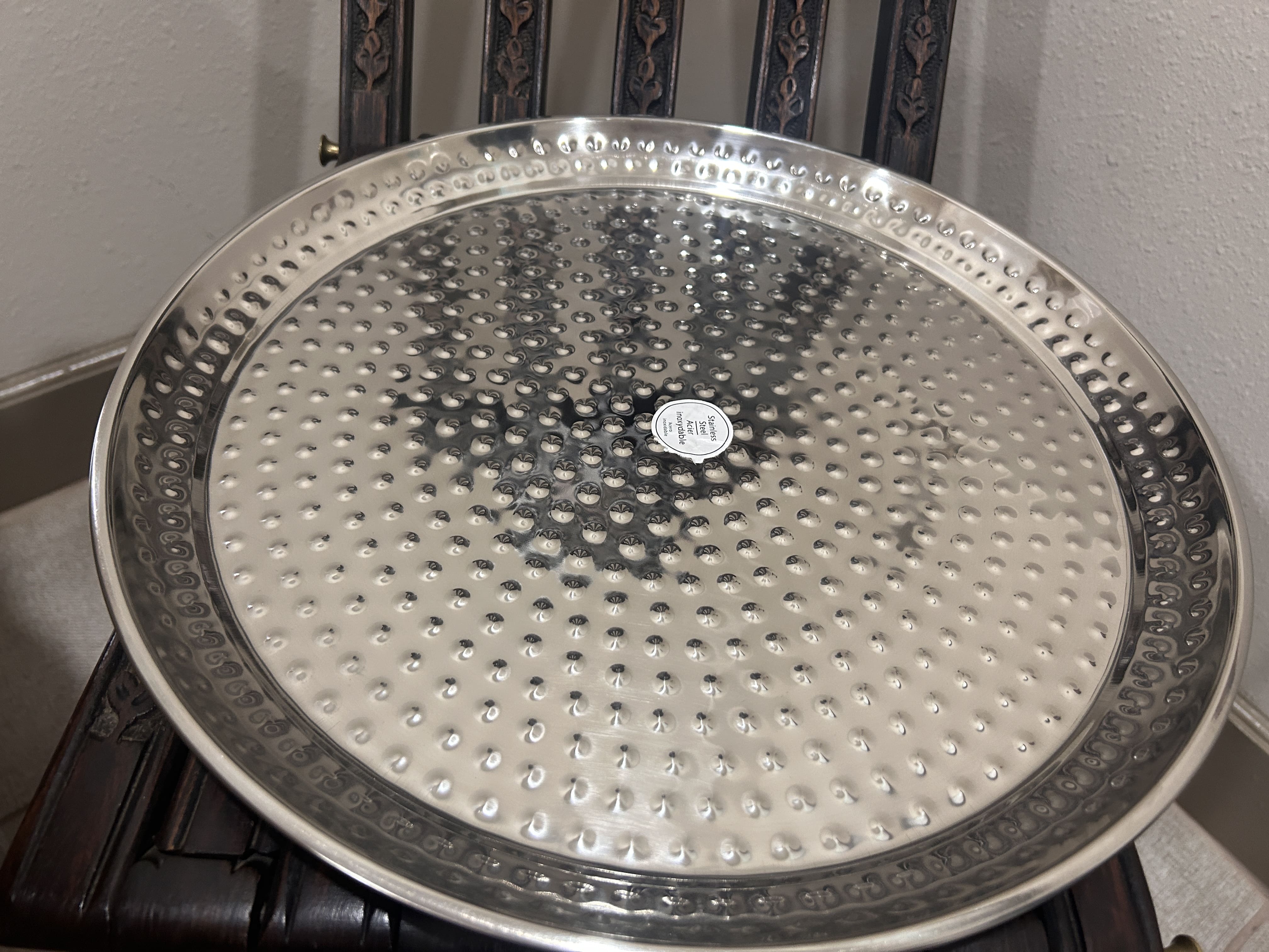 Stainless Steel Hammered Serving Tray - Image 1