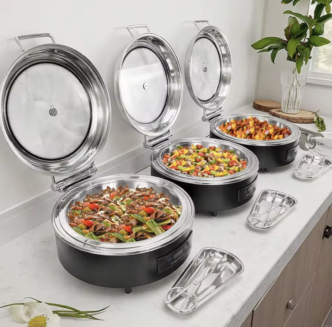 Electric black base food warmers - Image 1