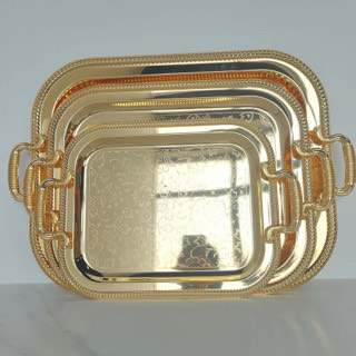 New luxury design stainless steel tray ( set of 3) Gold - Image 2